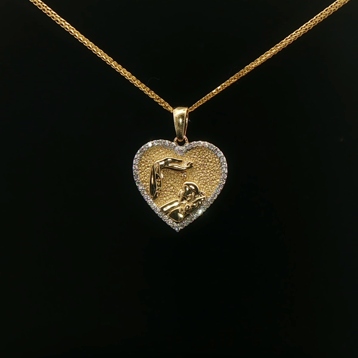 MEDALLA BAUTIZO DE ORO CON DIAMANTES