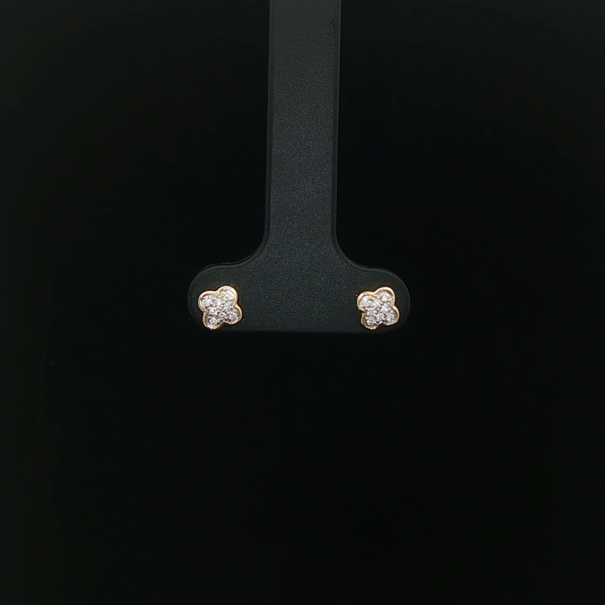 ARETES FLOR EN ORO 14K CON DIAMANTES