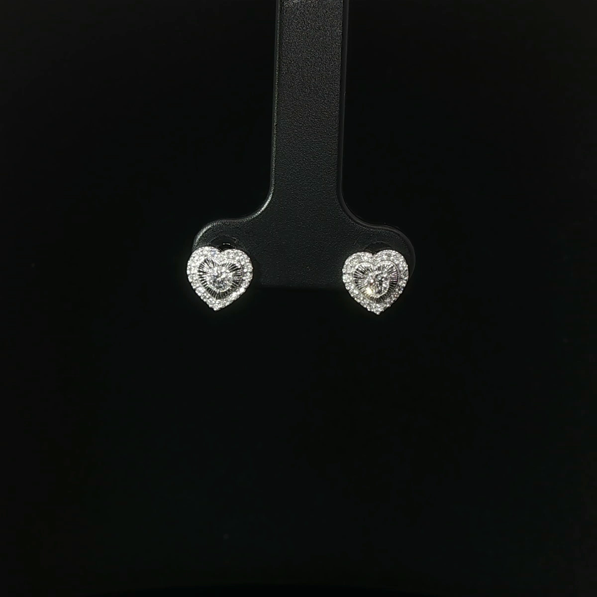 ARETES DE ORO BLANCO 14K CON DIAMANTES