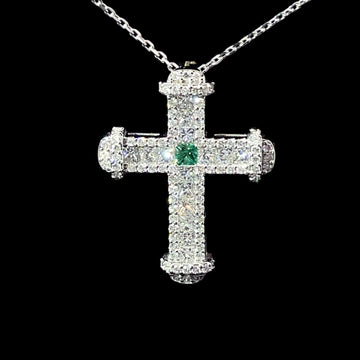 CRUZ DE ORO CON DIAMANTES Y ESMERALDA