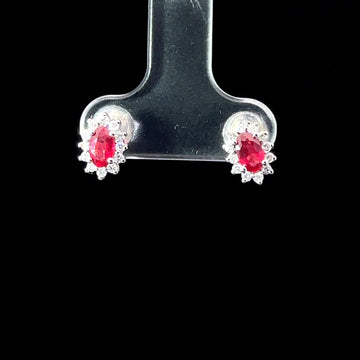 ARETES DE ORO CON RUBI Y DIAMANTES N