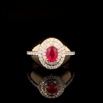 ANILLO DE ORO CON DIAMANTES Y RUBI