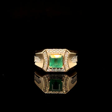 ANILLO DE ORO CON DIAMANTES Y ESMERALDA