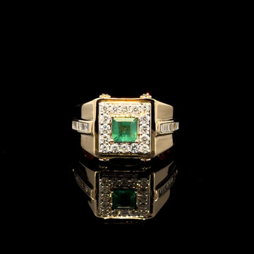 ANILLO DE ORO CON DIAMANTE Y ESMERALDA
