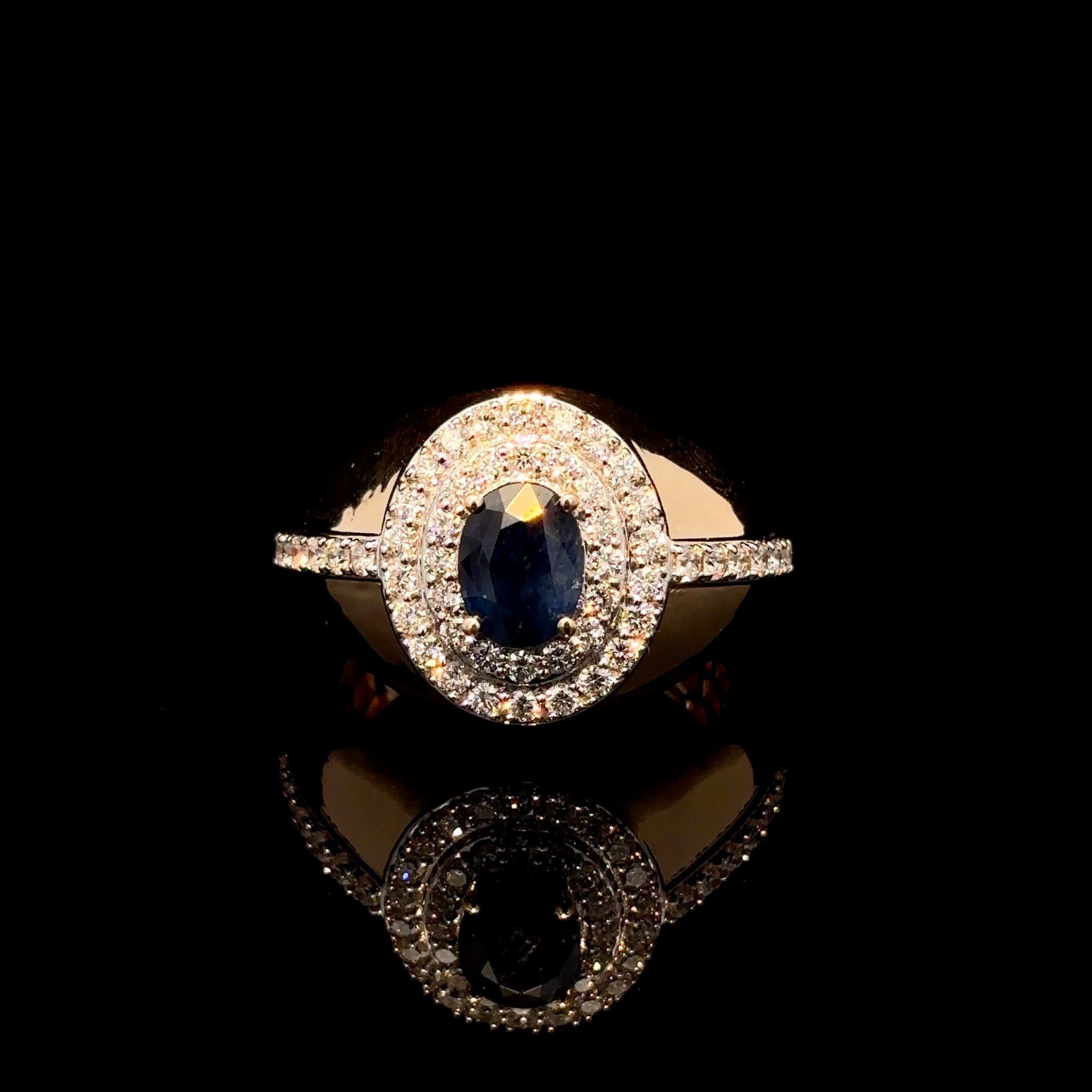 ANILLO DE ORO CON DIAMANTE Y ZAFIRO