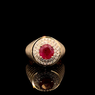 ANILLO DE ORO 14K CON DIAMANTE Y RUBI