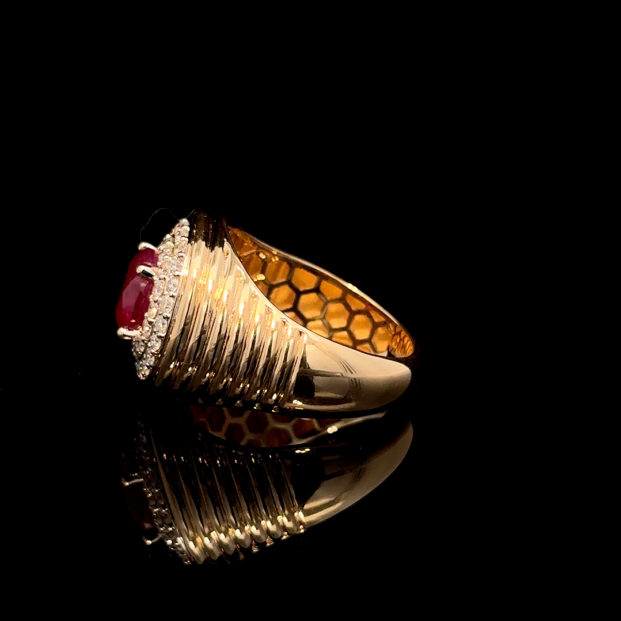 ANILLO DE ORO 14K CON DIAMANTE Y RUBI