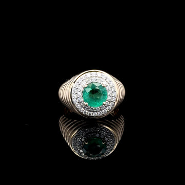 ANILLO DE ORO CON ESMERALDA Y DIAMANTE