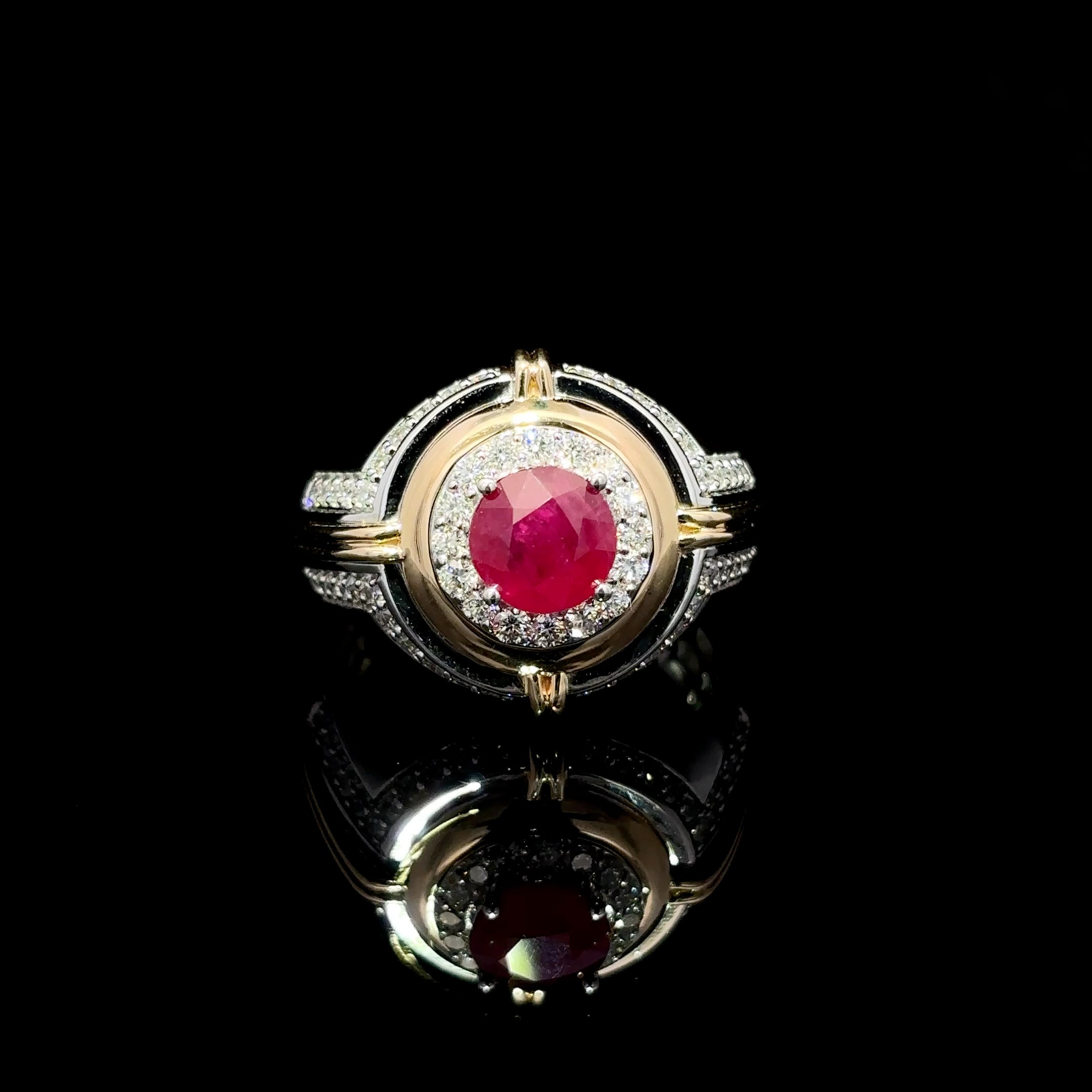 ANILLO DE ORO CON RUBI Y DIAMANTE