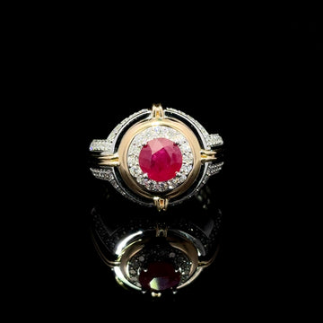 ANILLO DE ORO CON RUBI Y DIAMANTE