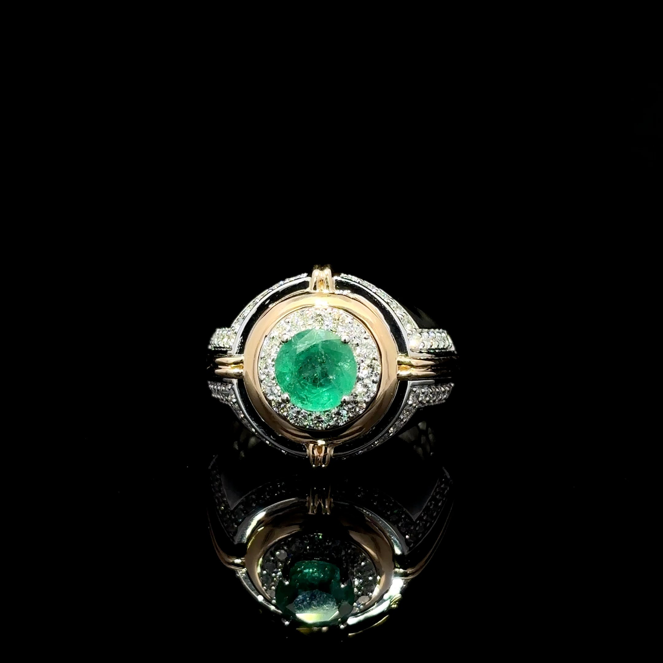 ANILLO DE ORO CON ESMERALDA Y DIAMANTE