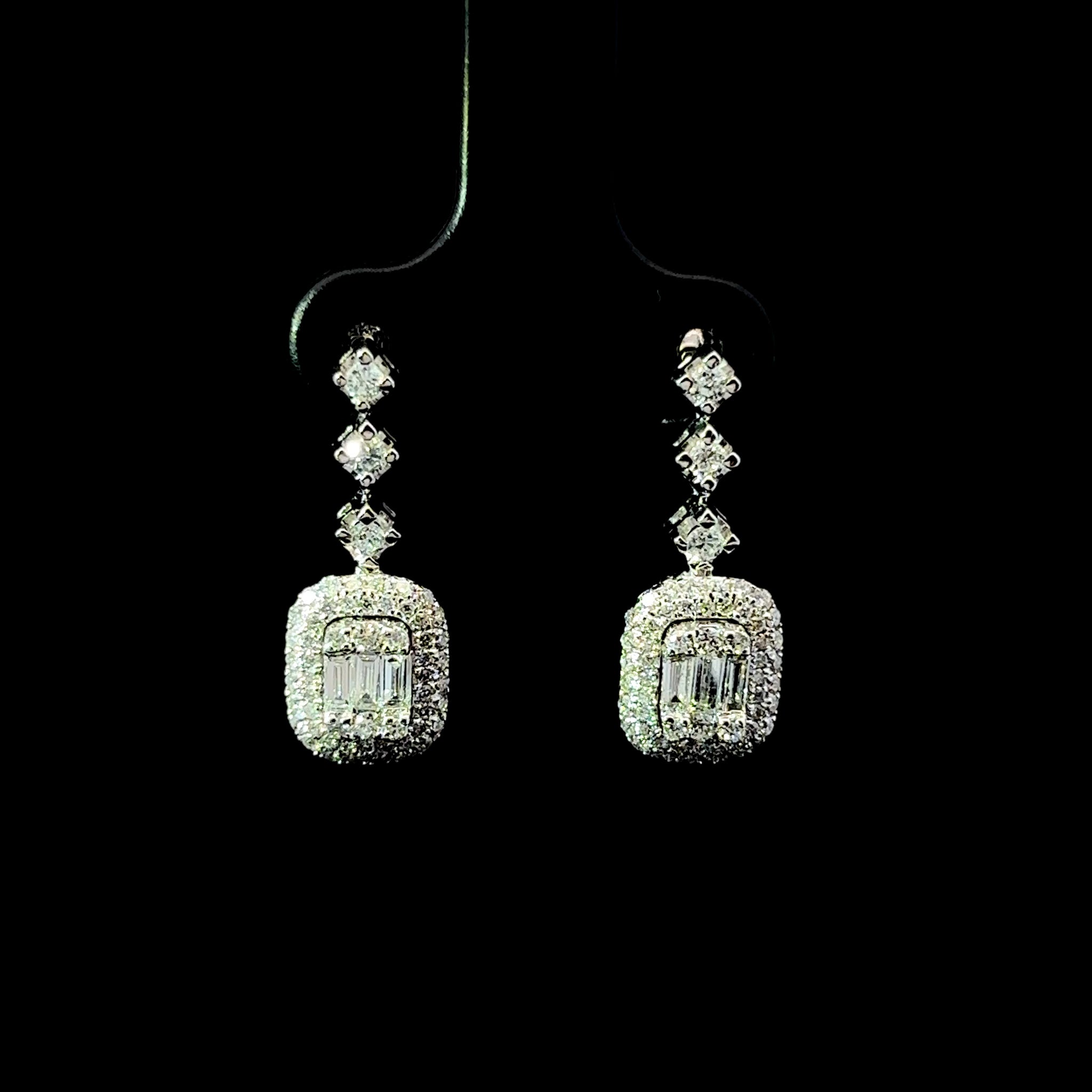 ARETES DE ORO BLANCO CON DIAMANTES