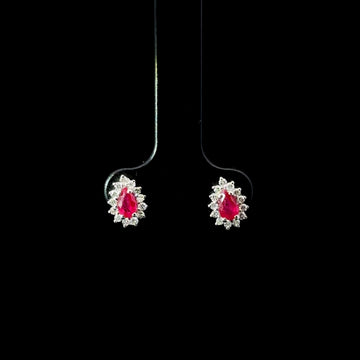 ARETES DE ORO CON DIAMANTES Y RUBI