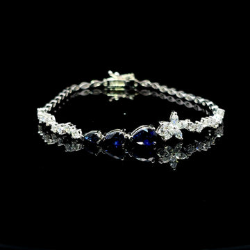 PULSERA DE ORO CON DIAMANTES Y ZAFIRO