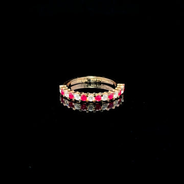 ANILLO DE ORO CON DIAMANTES Y RUBI
