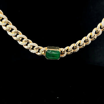 COLLAR DE ORO CON ESMERALDA Y DIAMANTES