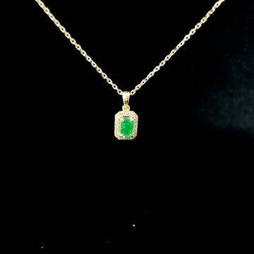 COLLAR DE ORO CON ESMERALDA Y DIAMANTES