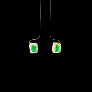 ARETES DE ORO CON ESMERALDA Y DIAMANTES