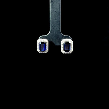 ARETES DE ORO CON ZAFIRO Y DIAMANTES