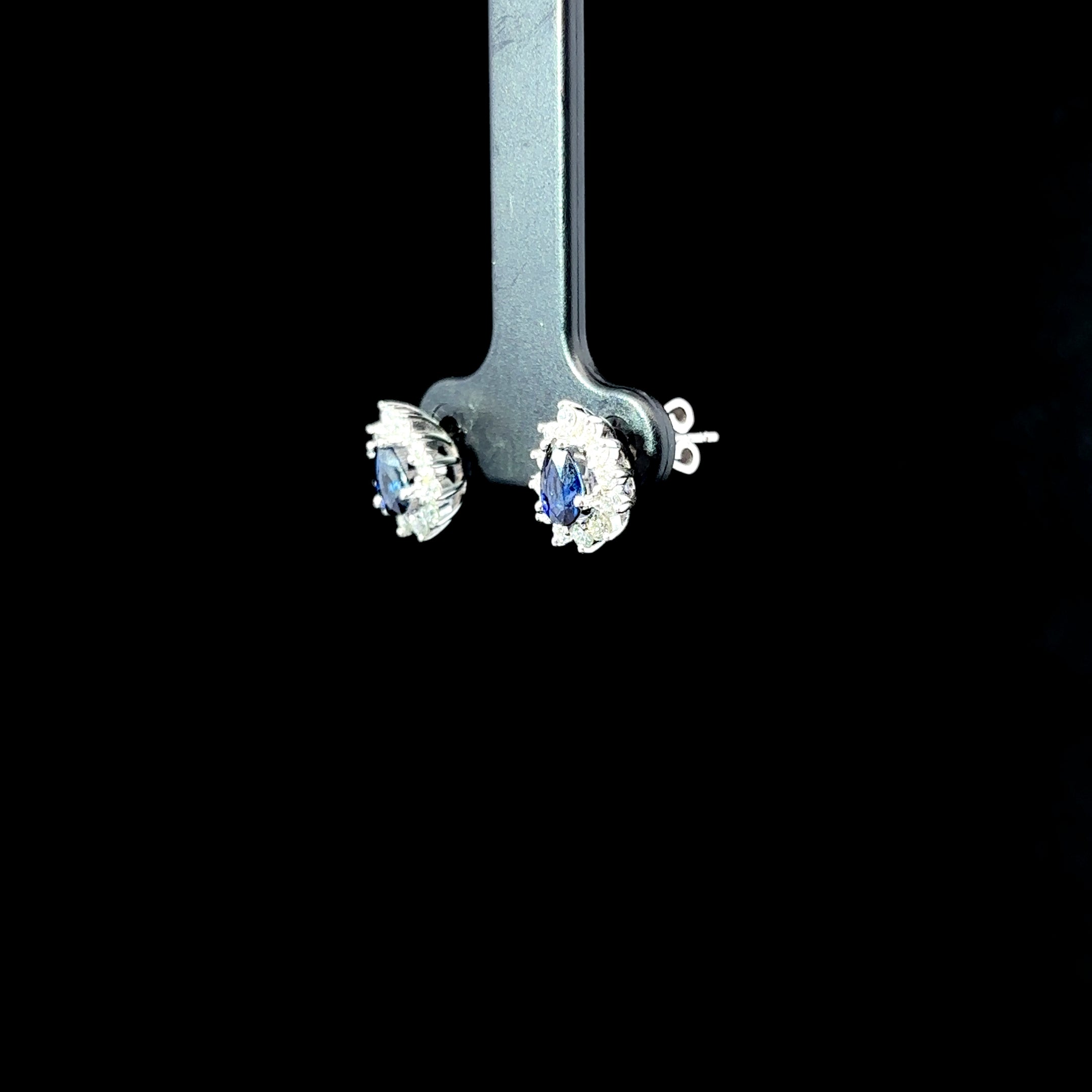 ARETES DE ORO CON ZAFIRO Y DIAMANTES