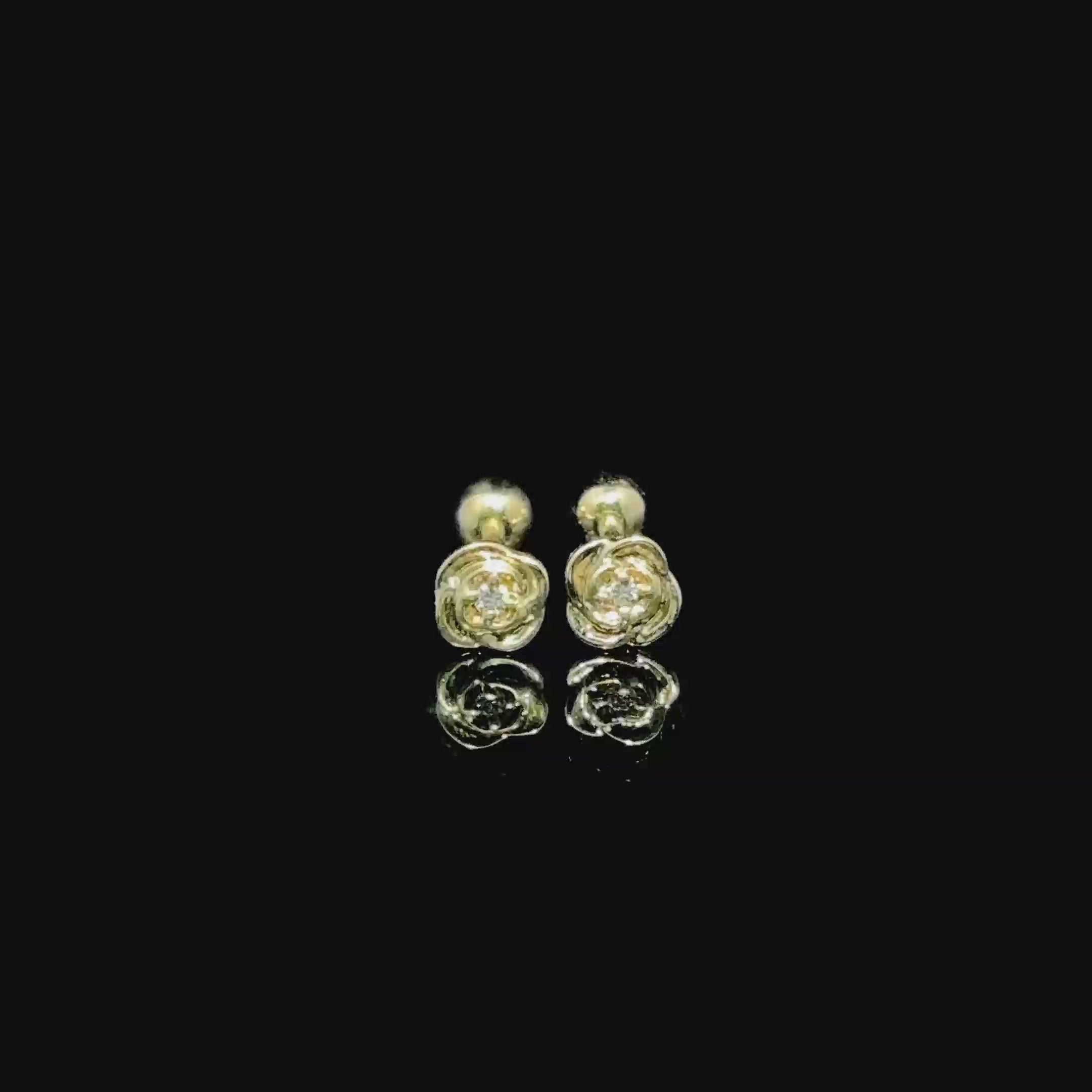 BROQUELES DE ORO CON DIAMANTE