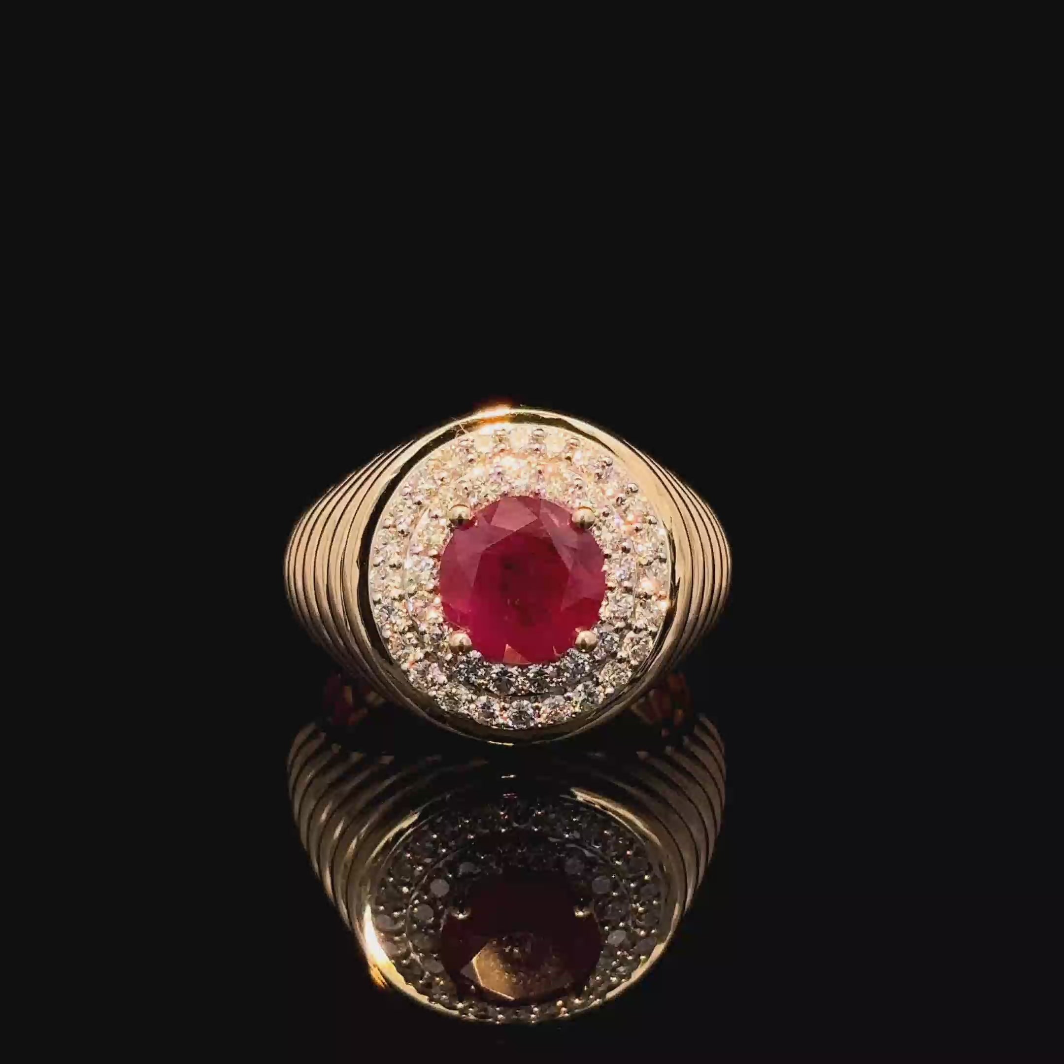 ANILLO DE ORO 14K CON DIAMANTE Y RUBI