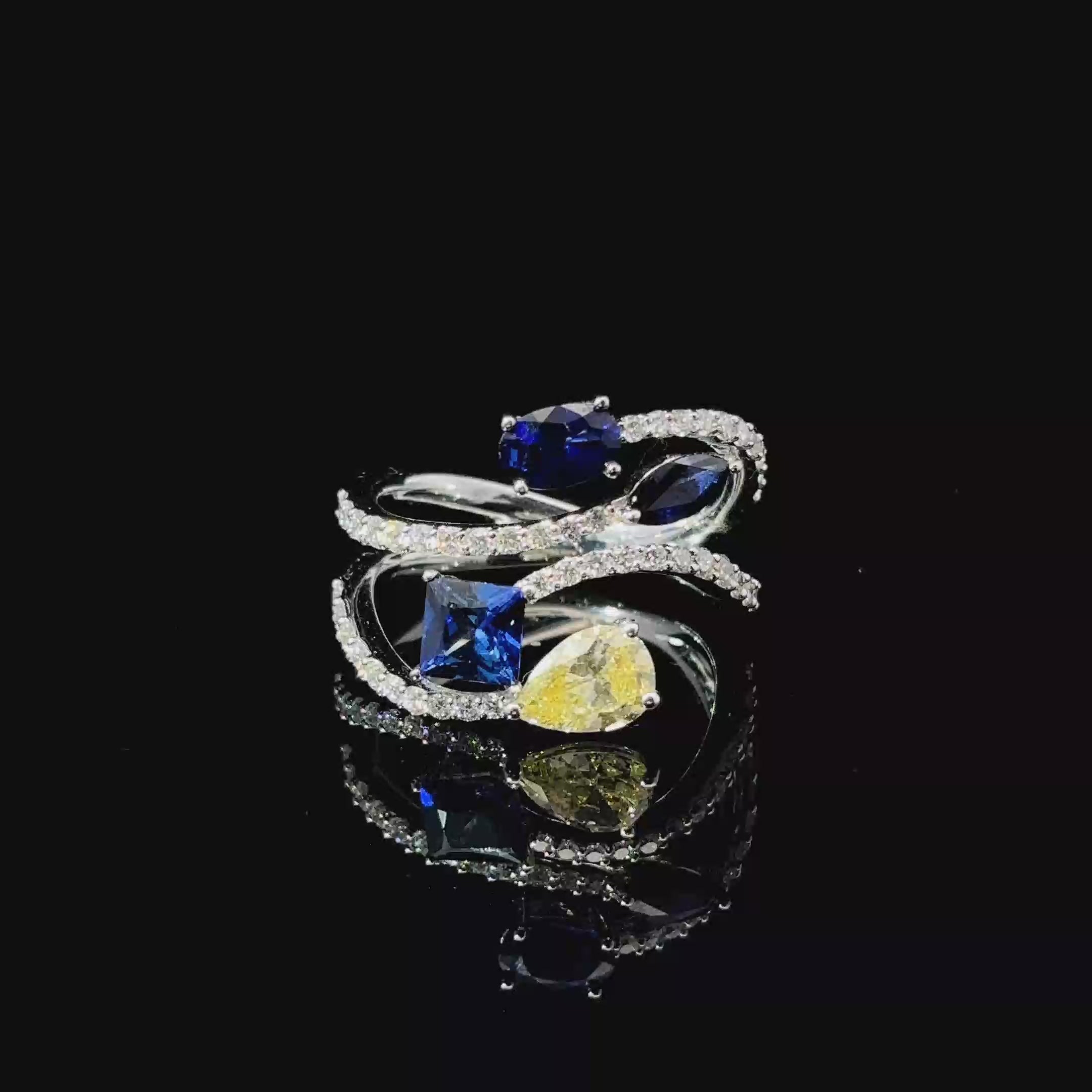 ANILLO DE ORO CON DIAMANTES Y ZAFIRO