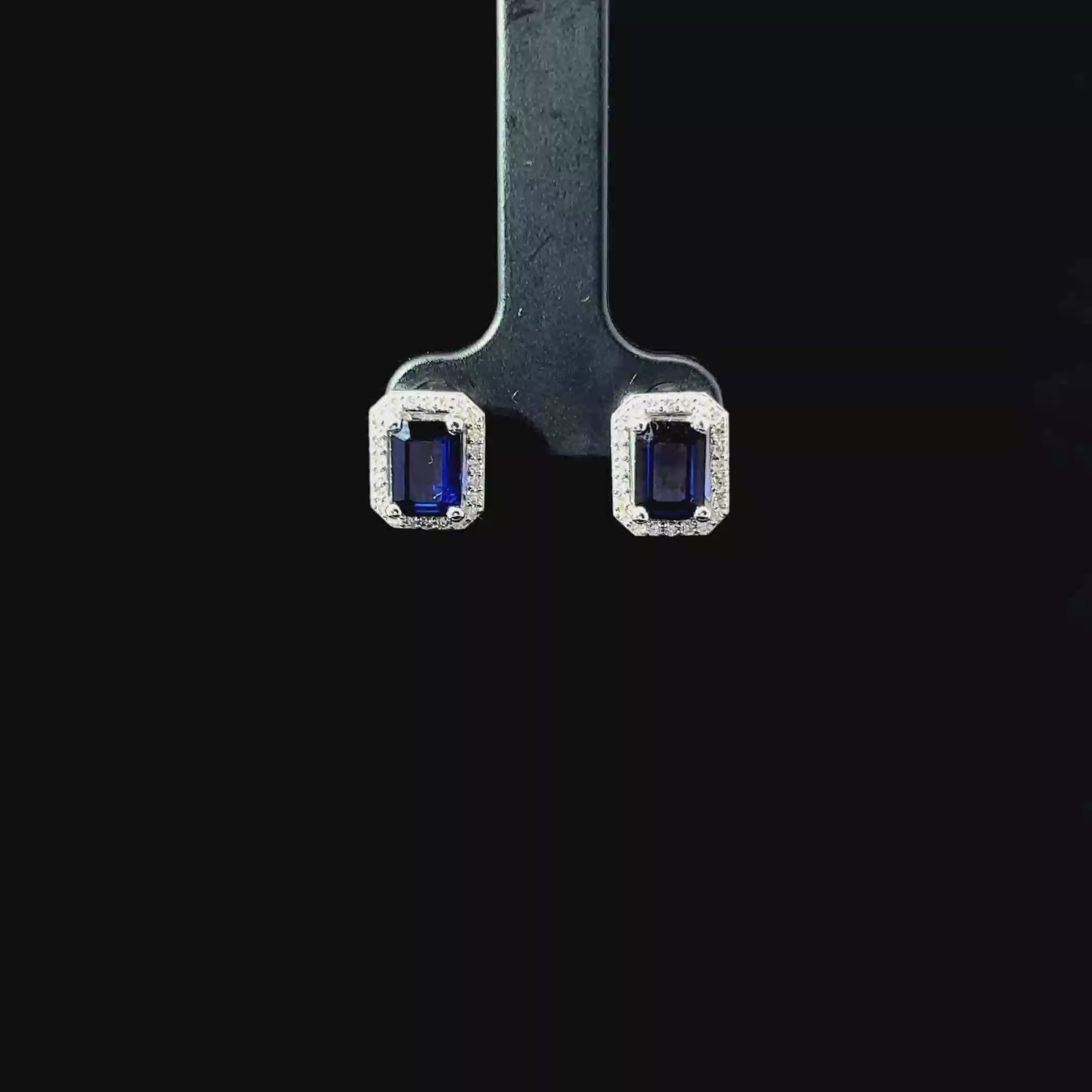 ARETES DE ORO CON ZAFIRO Y DIAMANTES