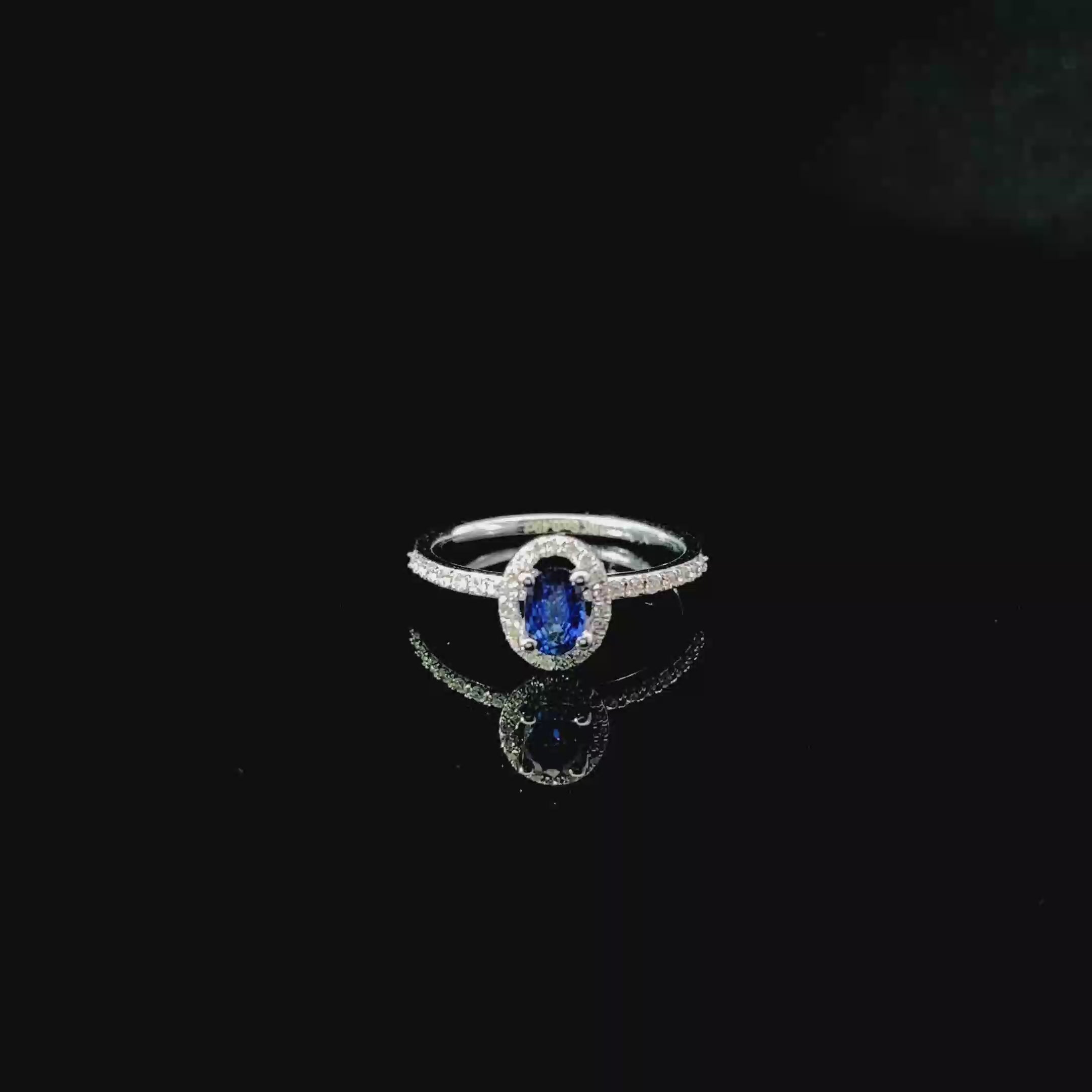 ANILLO DE ORO CON ZAFIRO Y DIAMANTES