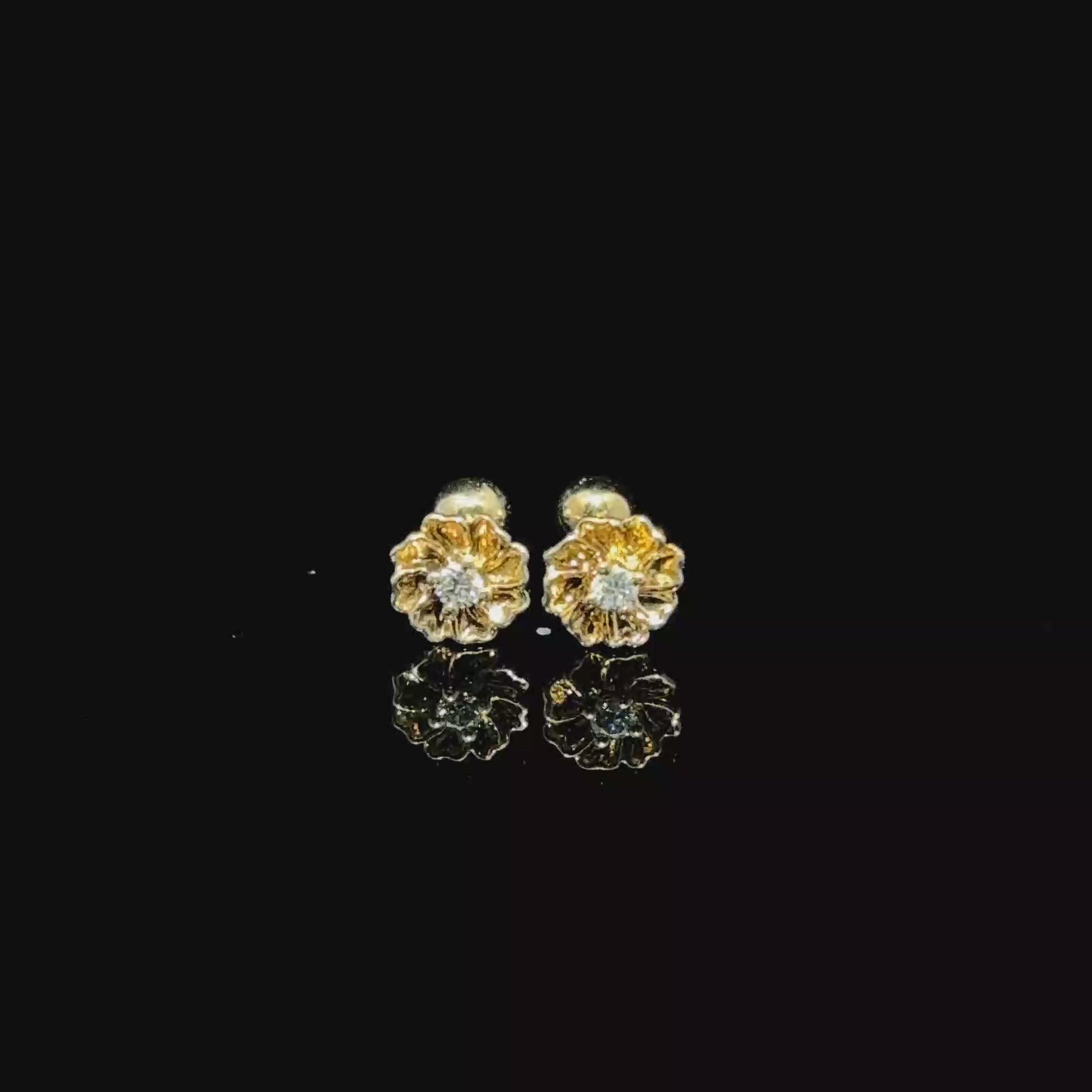 BROQUELES DE ORO CON DIAMANTE