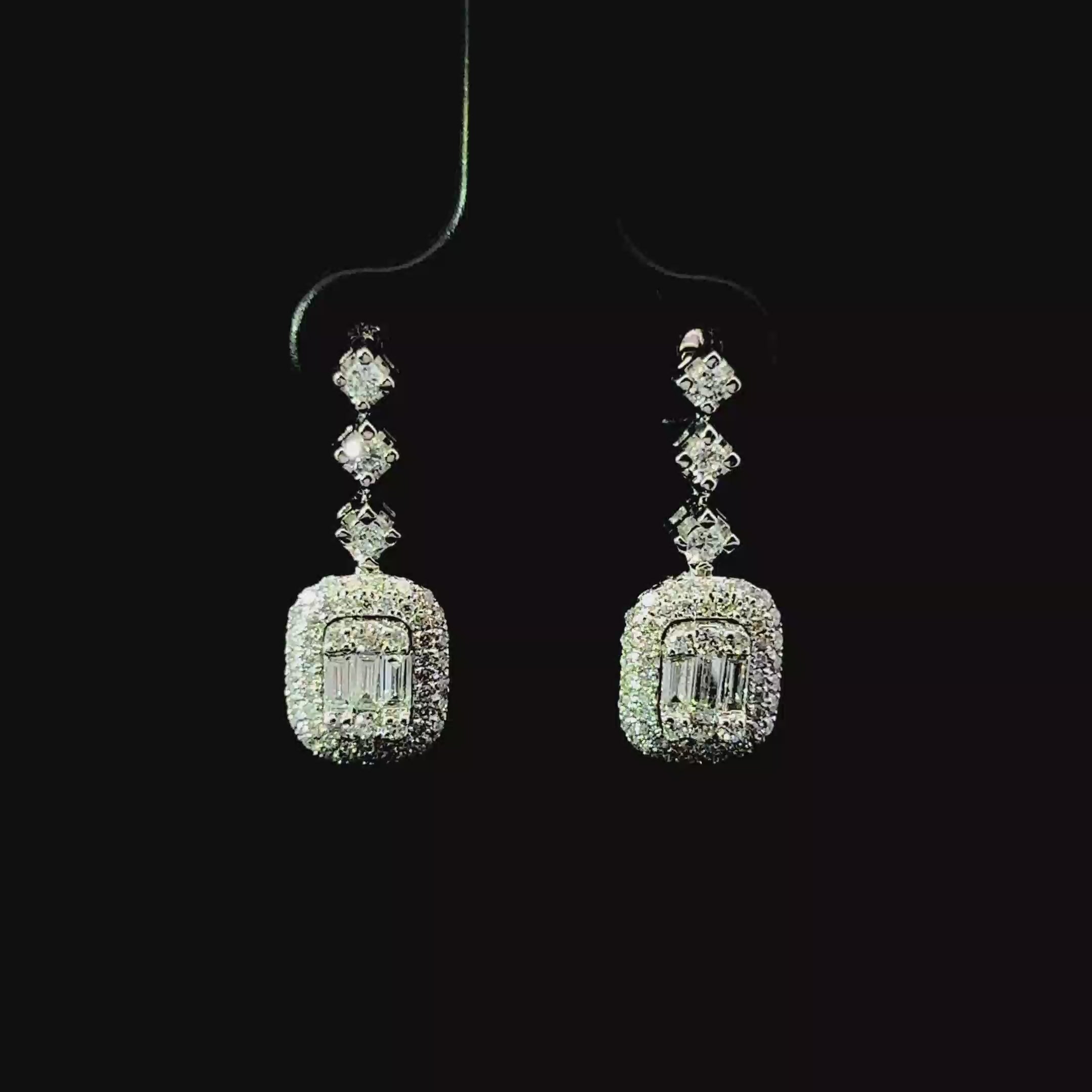 ARETES DE ORO BLANCO CON DIAMANTES