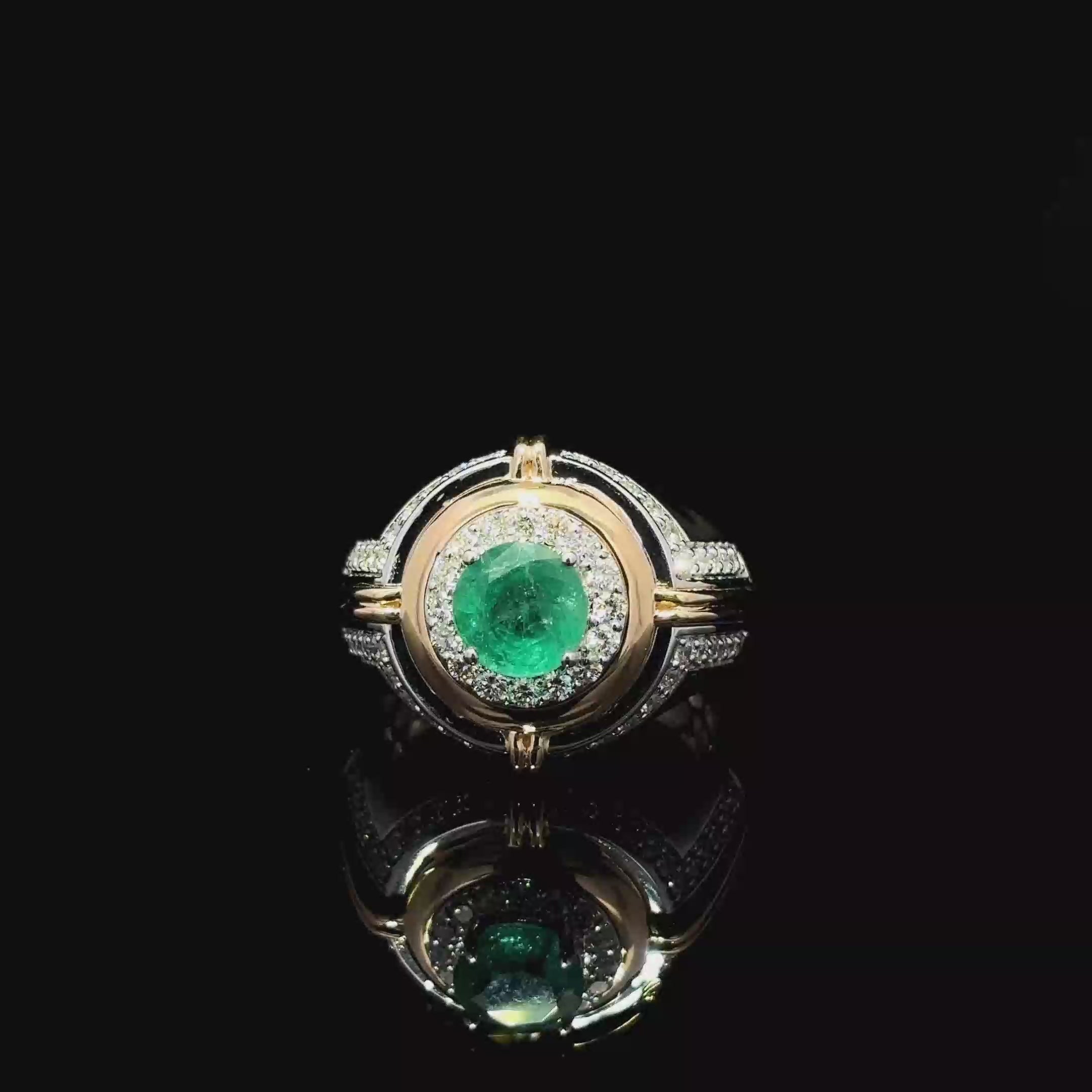 ANILLO DE ORO CON ESMERALDA Y DIAMANTE