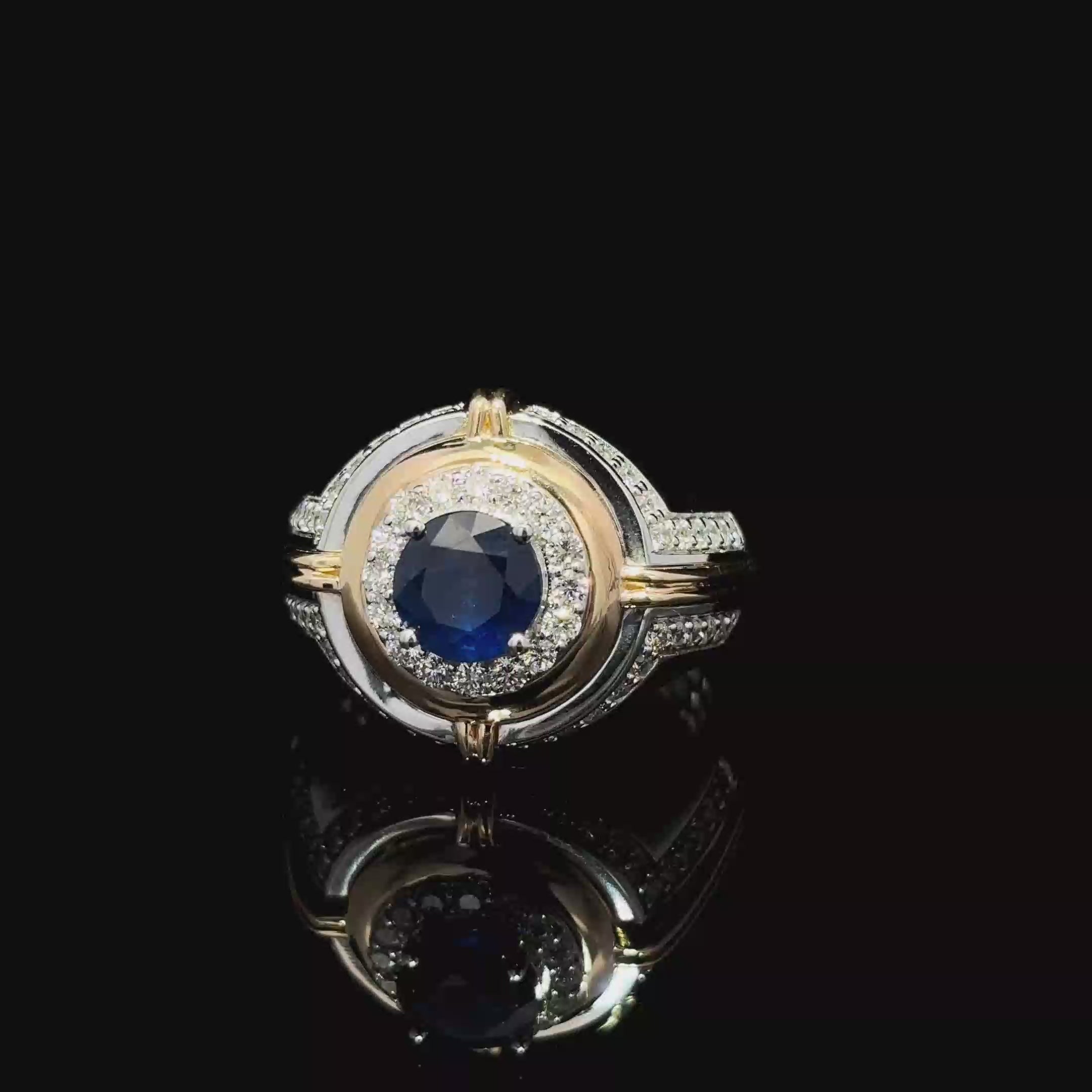 ANILLO DE ORO CON ZAFIRO Y DIAMANTE
