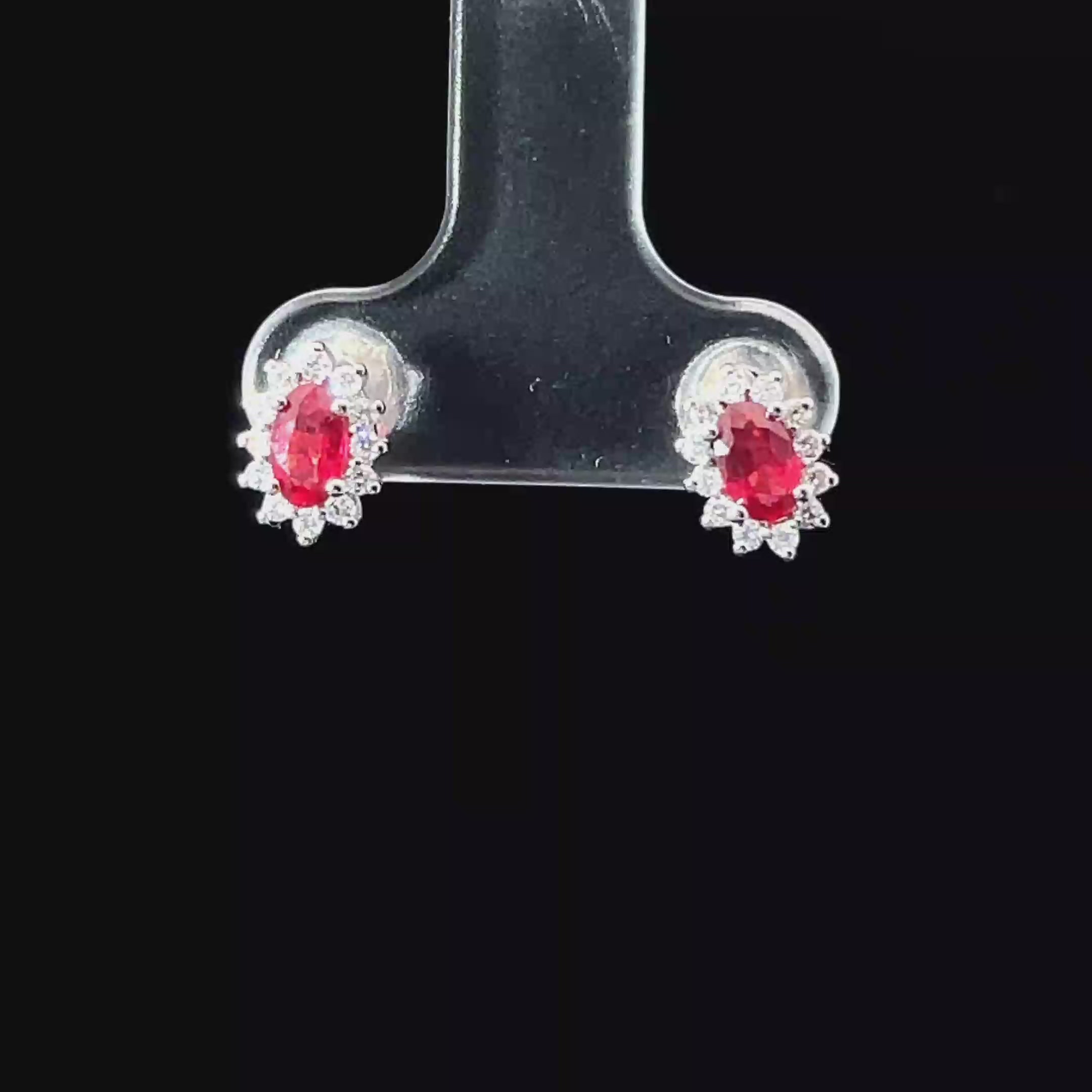 ARETES DE ORO CON RUBI Y DIAMANTES N