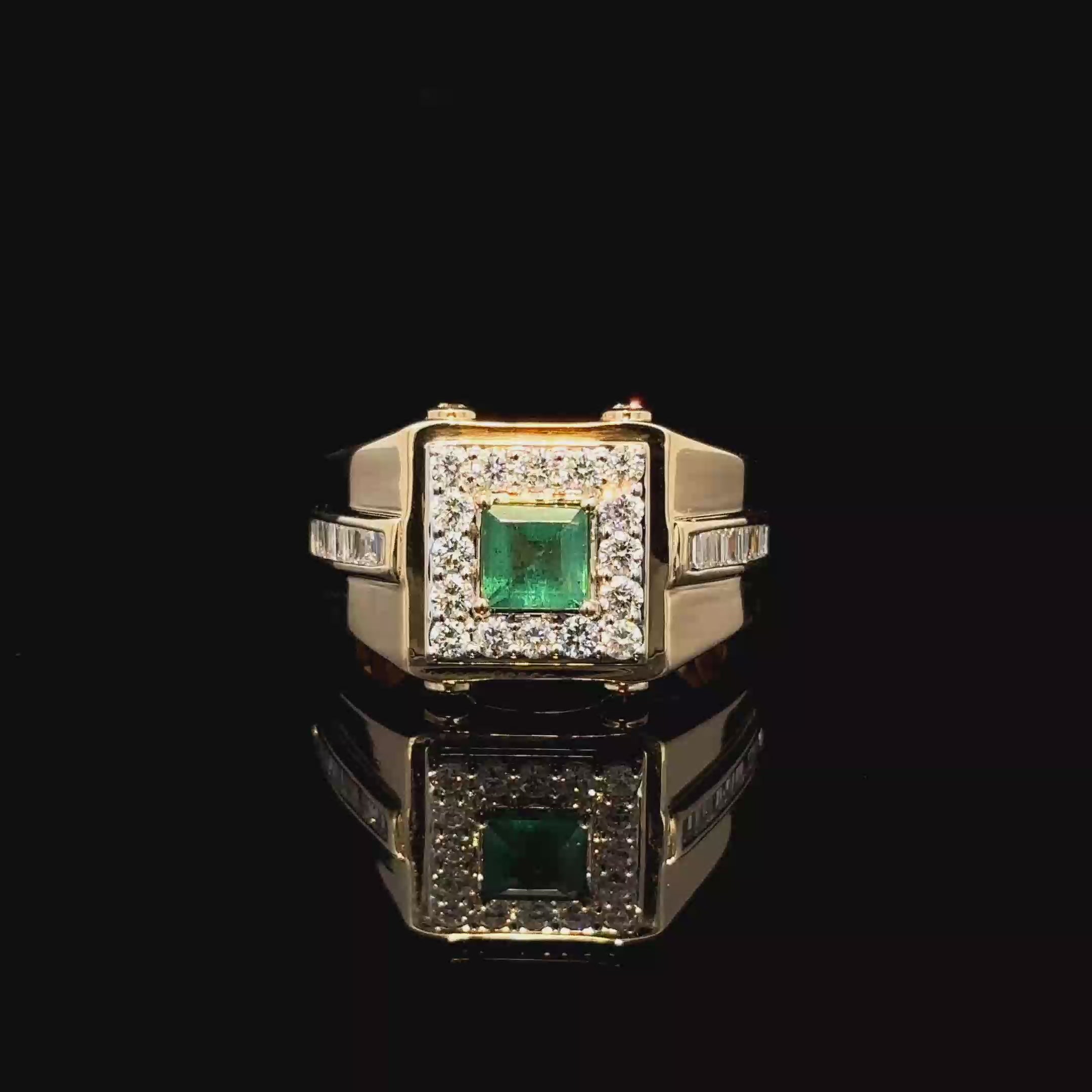 ANILLO DE ORO CON DIAMANTE Y ESMERALDA