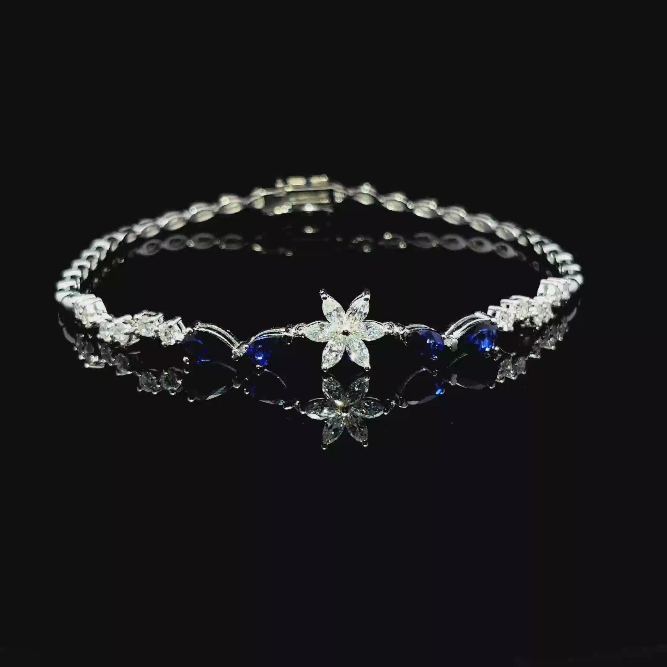 PULSERA DE ORO CON DIAMANTES Y ZAFIRO